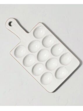 Hearth & Hand White Ceramic Egg Serving Platter with Handle